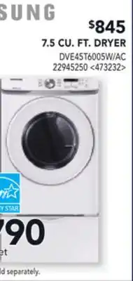 RONA SAMSUNG 7.5 CU. FT. DRYER offer