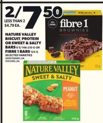 Independent City Market NATURE VALLEY BISCUIT, PROTEIN OR SWEET & SALTY OR BARS 6'S/148-210 OR FIBRE 1 BARS, 125G offer