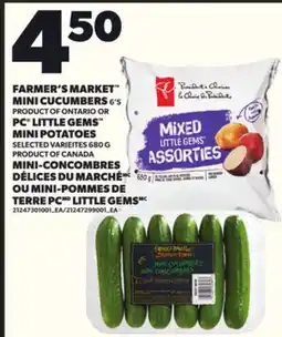 Independent City Market FARMER'S MARKET MINI CUCUMBERS, 6'S OR PC LITTLE GEMS MINI POTATOES, 680 G offer