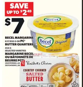 Independent City Market BECEL MARGARINE, 637/850 G PC BUTTER QUARTERS, 454 G offer