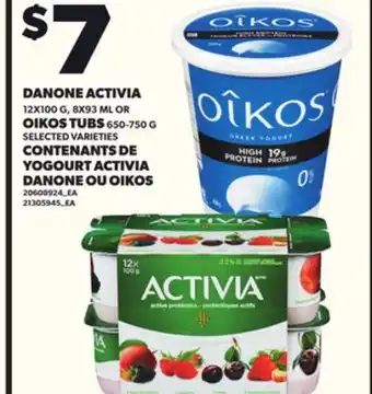 Independent City Market CONTENANTS DE YOGOURT ACTIVIA DANONE, 12X100 G OU OIKOS, 650-750 G offer