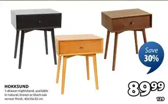 JYSK HOKKSUND 1-drawer nightstand offer