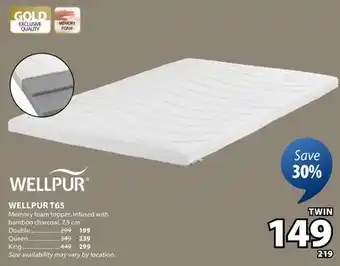 JYSK T65 Memory foam topper infused charcoal offer