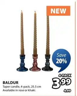 JYSK BALDUR Taper candle, 4-pack, 25.5 cm offer