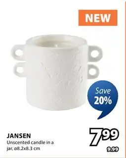 JYSK JANSEN Unscented candle in a jar offer