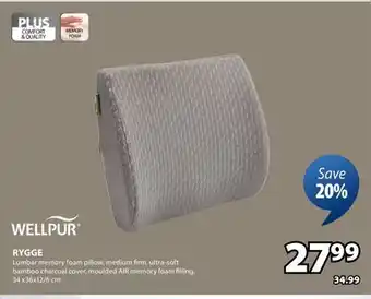 JYSK WELLPUR RYGGE Lumbar memory foam pillow offer