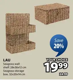 JYSK LAU Seagrass wall shelf offer