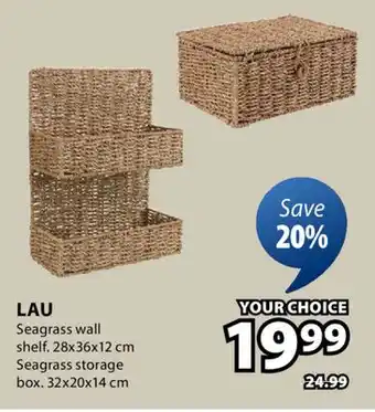 JYSK LAU Seagrass wall shelf offer