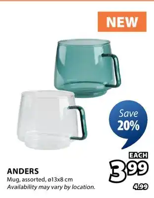 JYSK ANDERS Mug, assorted, ø13x8 cm offer