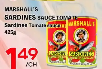 Marche Salaberry MARSHALL'S SARDINES SAUCE TOMATE offer