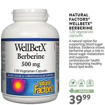 Ki Nature & Santé NATURAL FACTORS WELLBETX BERBERINE offer