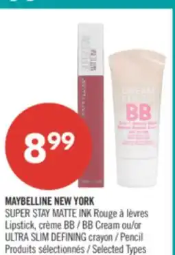 Pharmaprix MAYBELLINE NEW YORK SUPER STAY MATTE INK Lipstick BB Cream or ULTRA SLIM DEFINING Pencil offer