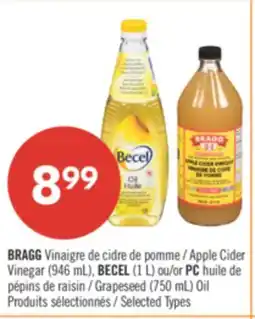 Pharmaprix BRAGG Apple Cider Vinegar (946 mL) or PC Grapeseed (750 ml) Oil offer