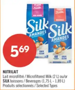 Pharmaprix NUTRILAIT Microfiltered Milk (2 L) or SILK Beverages (1,75 L - 1,89 L) offer