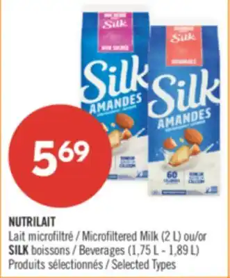 Pharmaprix NUTRILAIT Microfiltered Milk (2 L) or SILK Beverages (1,75 L - 1,89 L) offer