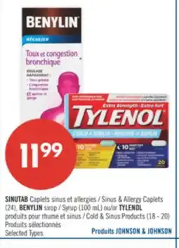 Pharmaprix SINUTAB Sinus & Allergy Caplets (24), BENYLIN Syrup (100 mL) or TYLENOL Cold & Sinus Product (18-20) offer