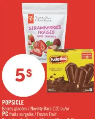 Pharmaprix POPSICLE Novelty Bars (12) or PC Frozen Fruit offer