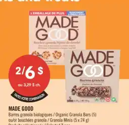 Pharmaprix MADE GOOD Organic Granola Bars (5) or Granola Minis (5 x 24 g) offer