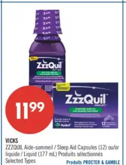 Pharmaprix VICKS ZZZQUIL Sleep Aid Capsules (12) or Liquid (177mL) offer