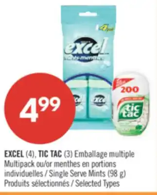 Pharmaprix EXCEL (4), TIC TAC (3) Emballage multiple Multipack or individuelles Single Serve Mints (98 g) offer