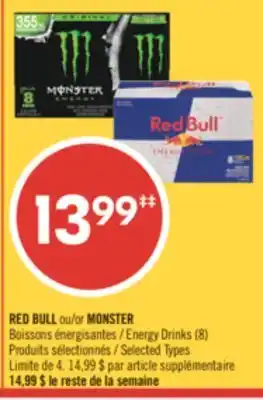 Pharmaprix RED BULL or MONSTER Energy Drinks (8) offer