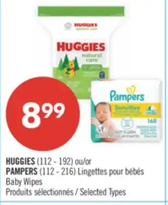 Pharmaprix HUGGIES (112 - 192) or PAMPERS (112 - 216) Baby Wipes offer