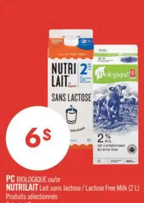 Pharmaprix PC BIOLOGIQUE or NUTRILAIT Lactose Free Milk (2 L) offer