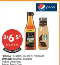 Pharmaprix PURE LEAF Iced Tea (547 mL) or STARBUCKS Beverages offer