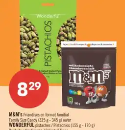 Pharmaprix M & M's Family Size Candy (325g-345g) WONDERFUL Pistachios (155g-170g) offer