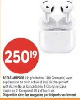 Pharmaprix APPLE AIRPODS (4th Generation) with Active Noise Cancellation & Charging Case offer