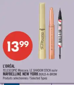 Pharmaprix L'ORÉAL TELESCOPIC Mascara, LE SHADOW STICK or MAYBELLINE NEW YORK BUILD-A-BROW offer