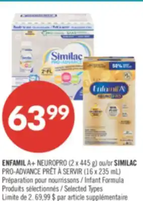 Pharmaprix ENFAMIL A+ NEUROPRO (2 x 445 g) or SIMILAC PRO-ADVANCE (16 x 235 mL) Infant Formula offer