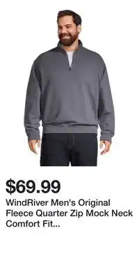 Mark's WindRiver Men's Original Fleece Quarter Zip Mock Neck Comfort Fit Cotton Sweatshirt offer