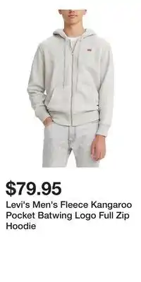 Mark's Levi's Men's Fleece Kangaroo Pocket Batwing Logo Full Zip Hoodie offer