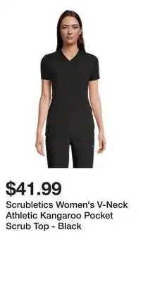 Mark's Scrubletics Women's V-Neck Athletic Kangaroo Pocket Scrub Top - Black offer