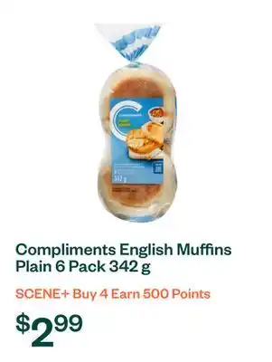 Voilà Compliments English Muffins Plain 6 Pack 342 g offer