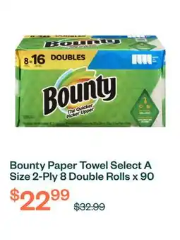 Voilà Bounty Paper Towel Select A Size 2-Ply 8 Double Rolls x 90 Sheets offer