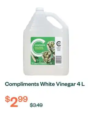 Voilà Compliments White Vinegar 4 L offer