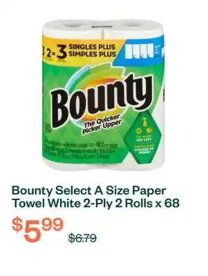 Voilà Bounty Select A Size Paper Towel White 2-Ply 2 Rolls x 68 Sheets offer