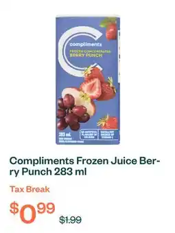 Voilà Compliments Frozen Juice Berry Punch 283 ml offer