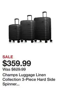 TSC Stores Champs Luggage Linen Collection 3-Piece Hard Side Spinner Expandable Luggage Set offer