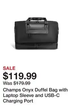 TSC Stores Champs Onyx Duffel Bag with Laptop Sleeve and USB-C Charging Port offer