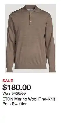 Holt Renfrew ETON Merino Wool Fine-Knit Polo Sweater offer