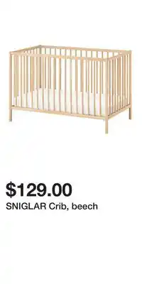 IKEA SNIGLAR Crib, beech offer