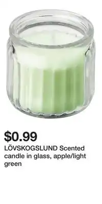 IKEA LÖVSKOGSLUND Scented candle in glass, apple/light green offer