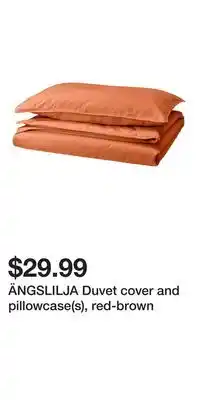 IKEA ÄNGSLILJA Duvet cover and pillowcase(s), red-brown offer