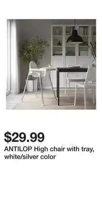 IKEA ANTILOP High chair with tray, white/silver color offer