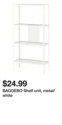 IKEA BAGGEBO Shelf unit, metal/white offer