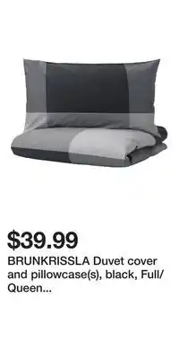 IKEA BRUNKRISSLA Duvet cover and pillowcase(s), black, Full/Queen (Double/Queen) offer