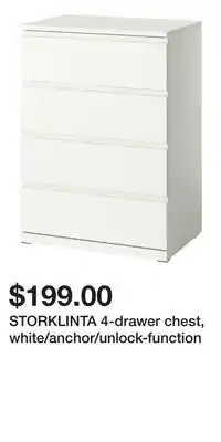 IKEA STORKLINTA 4-drawer chest, white/anchor/unlock-function offer